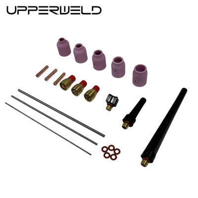 Pink UPPERWELD 27PCS TIG Soldagem Tocha Acessórios 53N Série bico cerâmico TIG Peças sobressalentes Incluem Lente de Gás