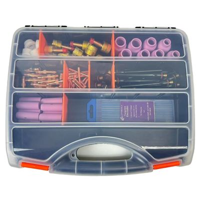 Acessórios de solda Kit de tochas de tig superior com escudo de calor e corpo de coleção de lentes de gás grandes