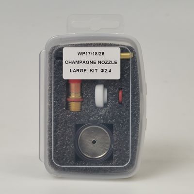 Consumíveis duráveis para copos TIG WP17 18 26 TIG Kit de bico transparente de champanhe grande com corpo de coleção