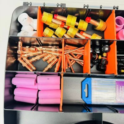 Conjunto de tocha de soldagem TIG com lente de gás, bico de alumínio, eletrodo de tungstênio e corpo de colchão
